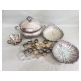 Group of silver plate bowls and napkin rings