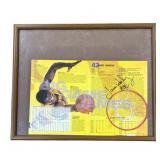 Framed James Worthy signed magazine page