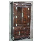 Vintage 3-piece Chinese cabinet with brass accents