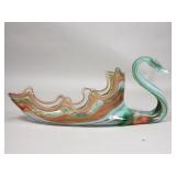 Vintage murano style hand blown glass swan bowl
