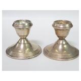 Sterling silver weighted base candlesticks