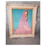 Large framed tapestry of a woman