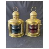 Pair of vintage brass ship lanterns