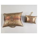 Pair of vintage brass and copper pillow purses