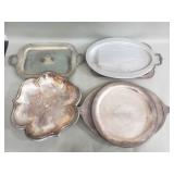 Group of silver plate ans aluminum trays