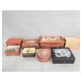 Group of trinket, music, and jewelry boxes