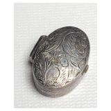 Antique sterling silver engraved pill box