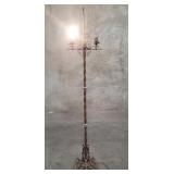 Antique wrought iron floor lamp marked "Patent