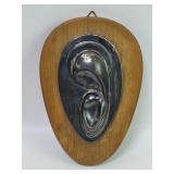 Mid century silver plate on wood Madonna and child