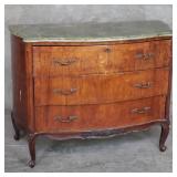 Antique walnut breakfront dresser with onyx top