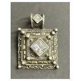 sterling cz & marcasite  art deco style pendant