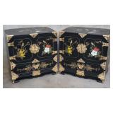 Pair of Asian ebonized bedside chests with brass