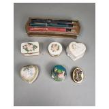 Group of trinket boxes brass and composite