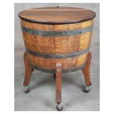 Vintage oak and brass barrel baron casters