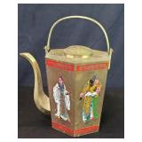 Vintage Chinese brass hexagonal teapot with