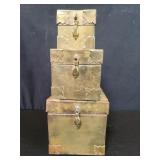 Three vintage Asian style brass stackable boxes