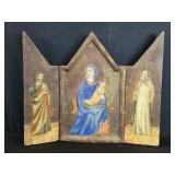 18th Century wood portable triptych with hand