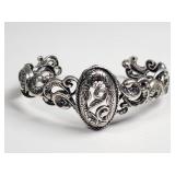 Sterling silver Art Nouveau-style cuff bracelet