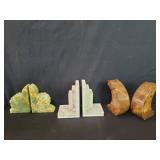 Three pairs of marble and onyx bookends