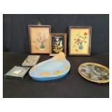 Asian wall plaques, wood and metal religious