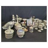 Group of silver plate ware goblets, bowls,