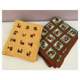 2 vintage 1965 crocheted afghans