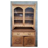 Antique 2-piece Spanish Revival-style tiger oak