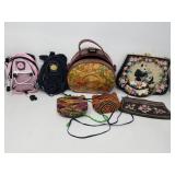 Group of fabric coin purses, and fabric and