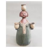 Mid-century Modern ceramic woman candle holder