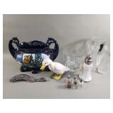 Glass vases, ice bucket, salt & pepper shakers,