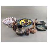 Ceramic, wood bowls, pottery vases, etc