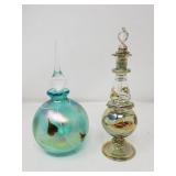 Pair of hand blown perfume bottles