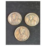 Three Jean Dassier bronze Medals depicting Queen