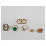 10k gold rings, brooches and pin