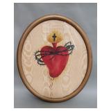 Vintage "Sacred Heart of Jesus" painting on fabric