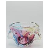 Vintage pink, blue, and yellow gold hand blown