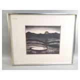 Vintage Peter Hurd "Stock Well at Dusk" lithograph