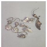 3 pairs of sterling silver earrings: filigree