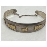 Vintage sterling silver & 18k gold cuff bracelet