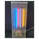 Vintage neon lights in an acrylic case