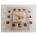 Mid-century Modern zodiac sign glass desk clock