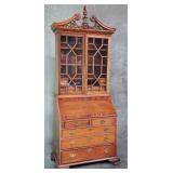 Chippendale-style 2-piece walnut veneer