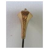 14k gold and iron hat pin