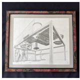 Framed signed pencil art