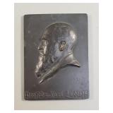 Vintage bronze plaque commemorates "Prof. Dr.