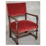 Antique hand carved walnut arm chair