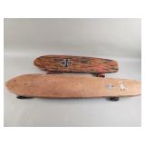 Pair of vintage wood skateboards