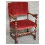 Antique hand carved walnut arm chair