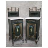 Pair of antique metal cabinets with marble top