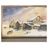 EE Olson signed watercolor art "Evening Bodie"